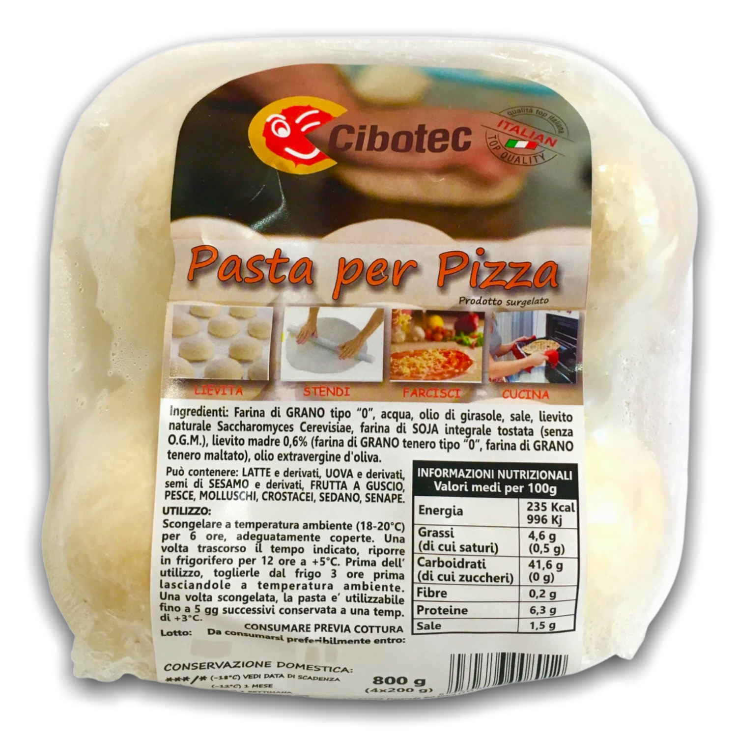 Pasta per Pizza Surgelata 4 Bocce da 200gr cad.