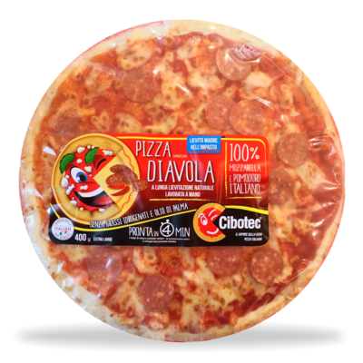 Maxi Pizza Diavola artigianale surgelata diametro 30-32cm 400gr.