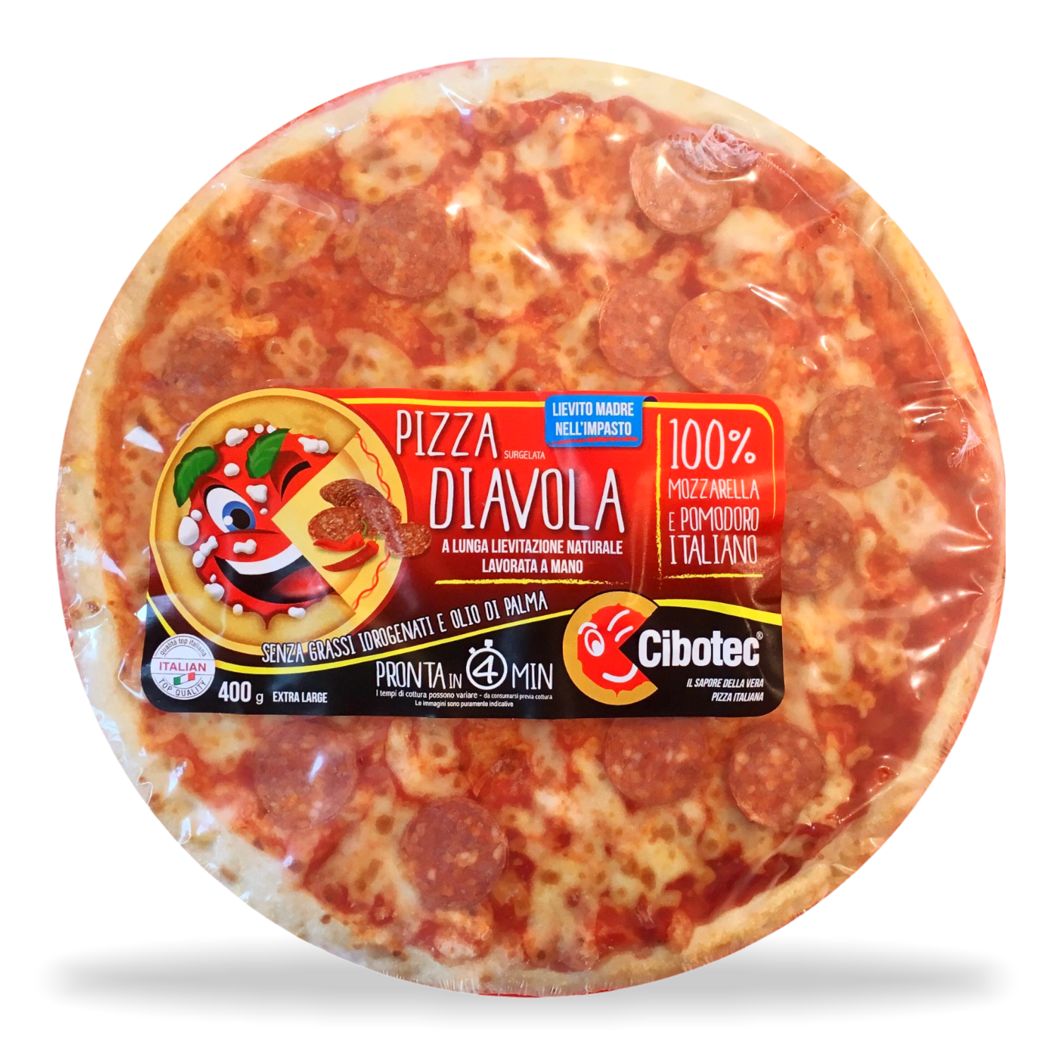 Maxi Pizza Diavola artigianale surgelata diametro 30-32cm 400gr.