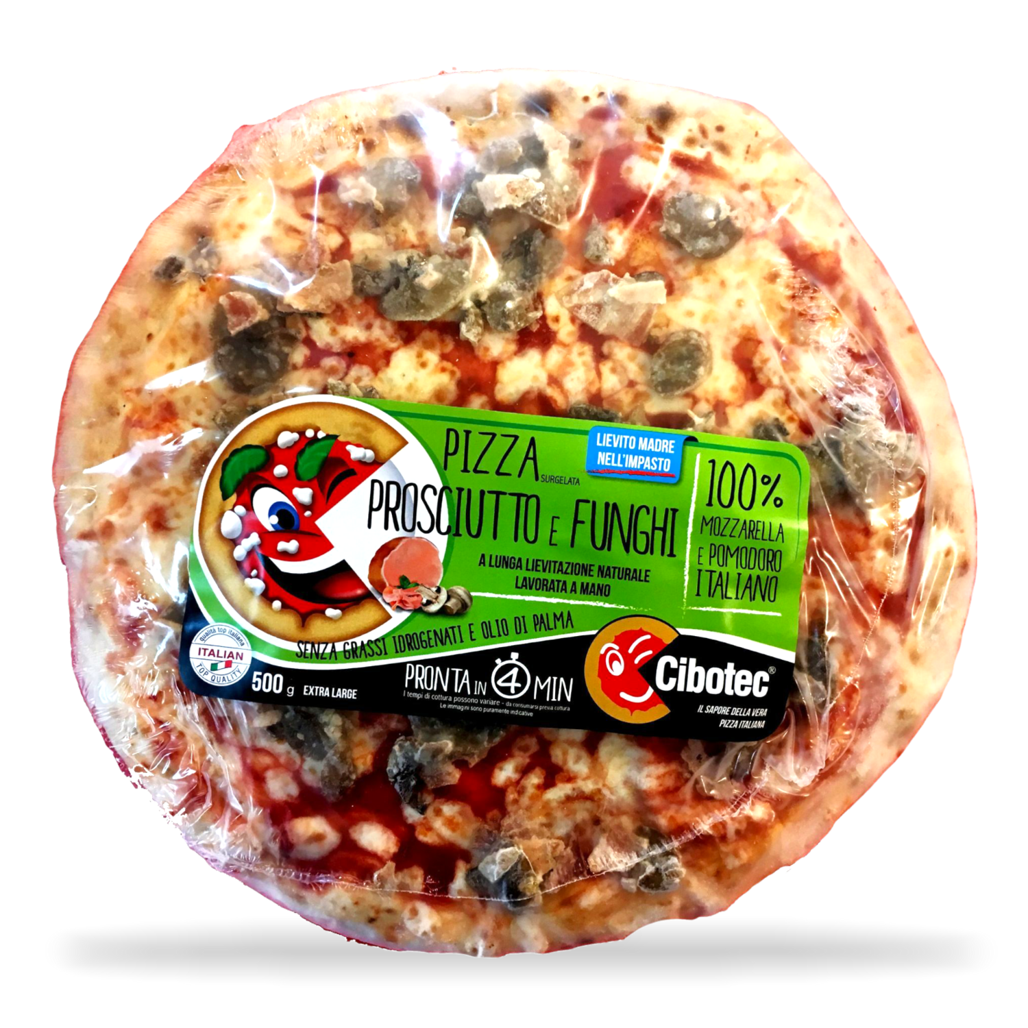 Maxi Pizza Prosciutto e Funghi artigianale surgelata diametro 30-32 cm 500 gr.