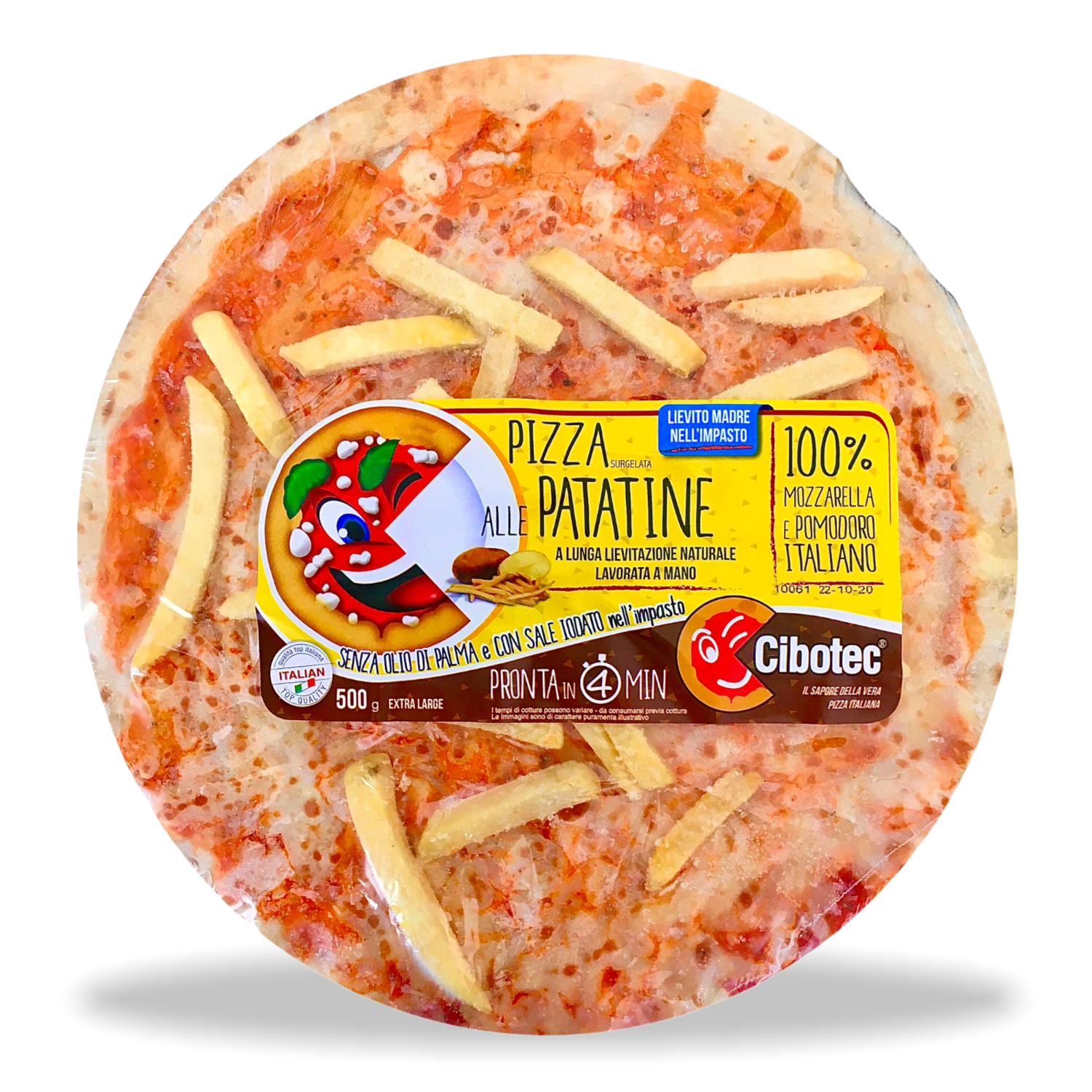 Maxi Pizza alle Patatine artigianale surgelata diametro 30-32 cm 500 gr.