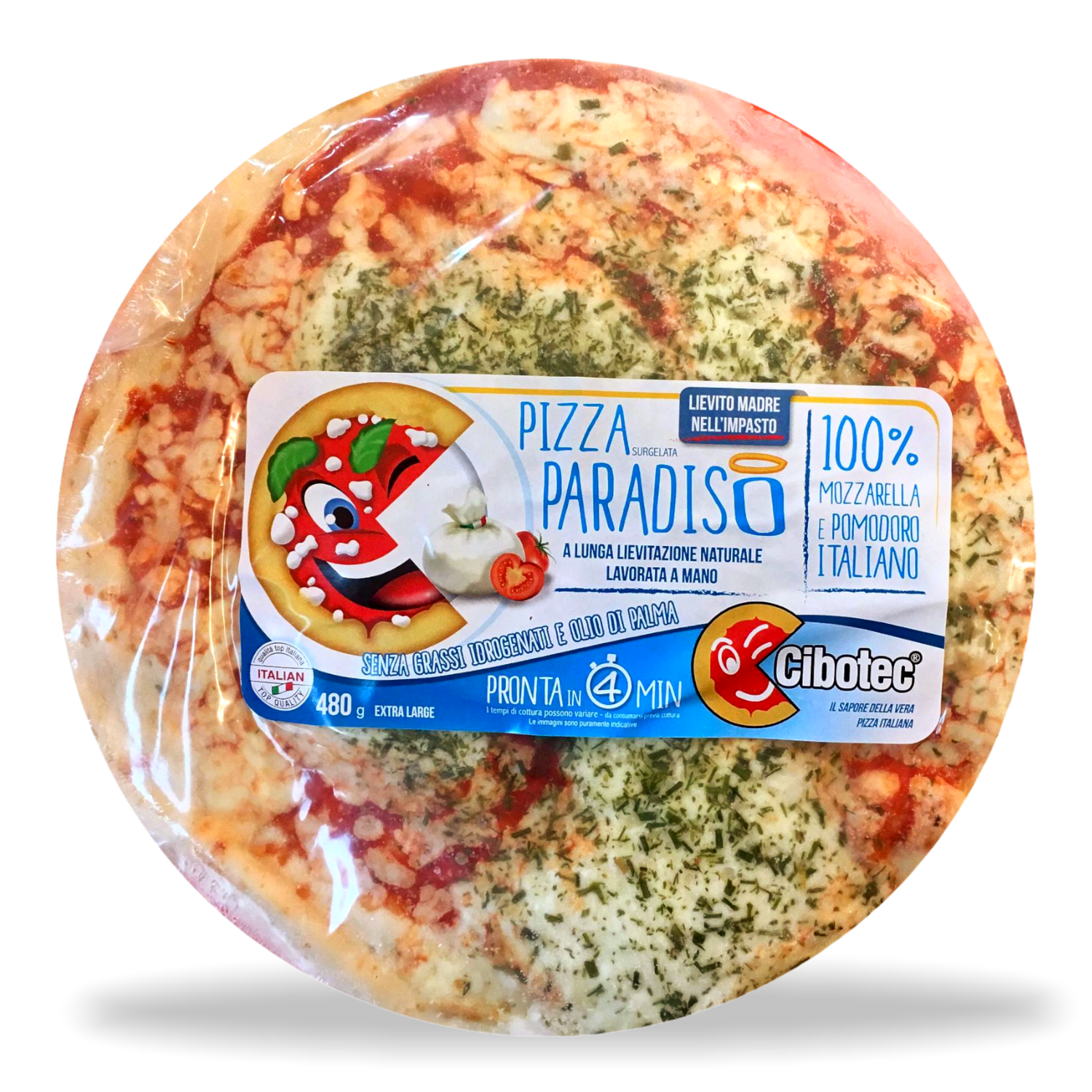 Pizza Paradiso artigianale surgelata diametro 30-32 cm 480 gr. (con  Stracciatella di Burrata)