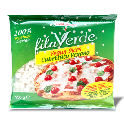 Cubettato Vegano per Pizza 100% Vegana Fila Verde (sostituto della Mozzarella )
150 g.