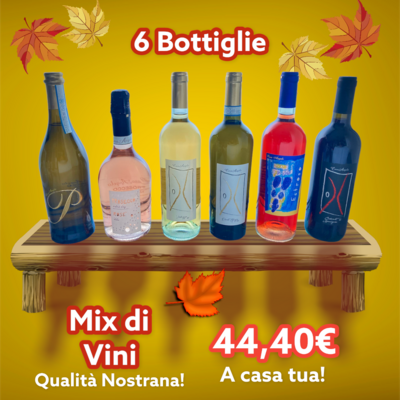 Selezione 6 Bottiglie di Vino Casa Angelo Treviso 750ml Uve Vendemmiate a Mano + 4 Bicchieri in Regalo