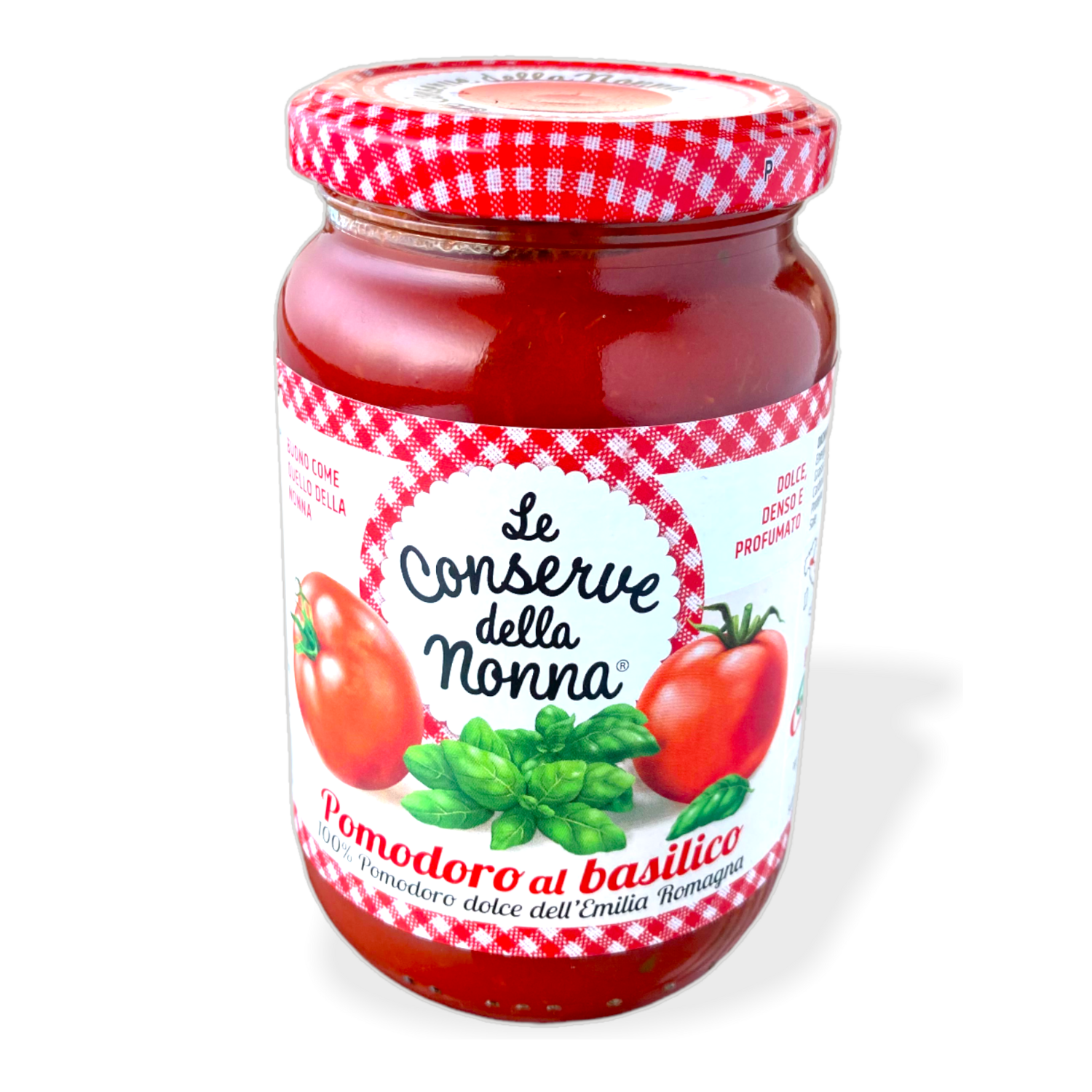 Pomodoro Al Basilico.
Le Conserve Della nonna 100% pomodoro dolce dell' Emilia Romagna.
350g.