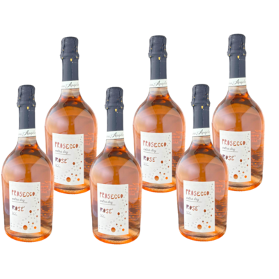 6 Bottiglie di Prosecco Rosa Rosè Millesimato Extra Dry D.O.C. Casa Angelo Treviso 750ml uve vendemmiate a mano