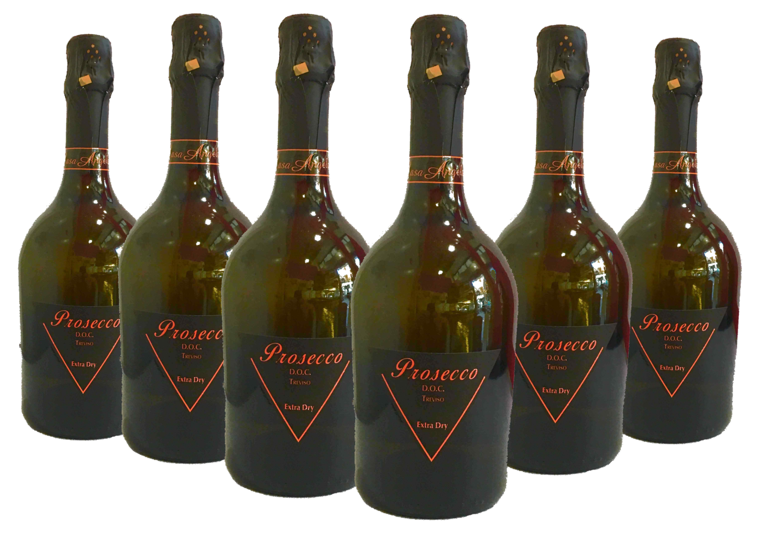 6 Bottiglie Prosecco Extra Dry D.o.c. Treviso 750ml Uve Vendemmiate a Mano.