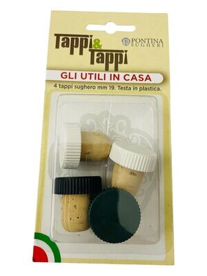 4 Tappi in Sughero 19mm Testa in Plastica Tappi&Tappi