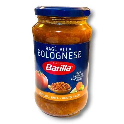 Sugo alla Bolognese 100% Carne da Allevamenti Italia Cottura Lenta e Gusto Ricco Senza Glutine 400 gr. Barilla.
