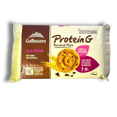 Frollini Integrali con Gocce di Cioccolato 14% di Proteine Filiera Grano 100% Italiano Ricchi di Fibre e Protein G con Zinco Potassio e Magnesio 300 gr.
