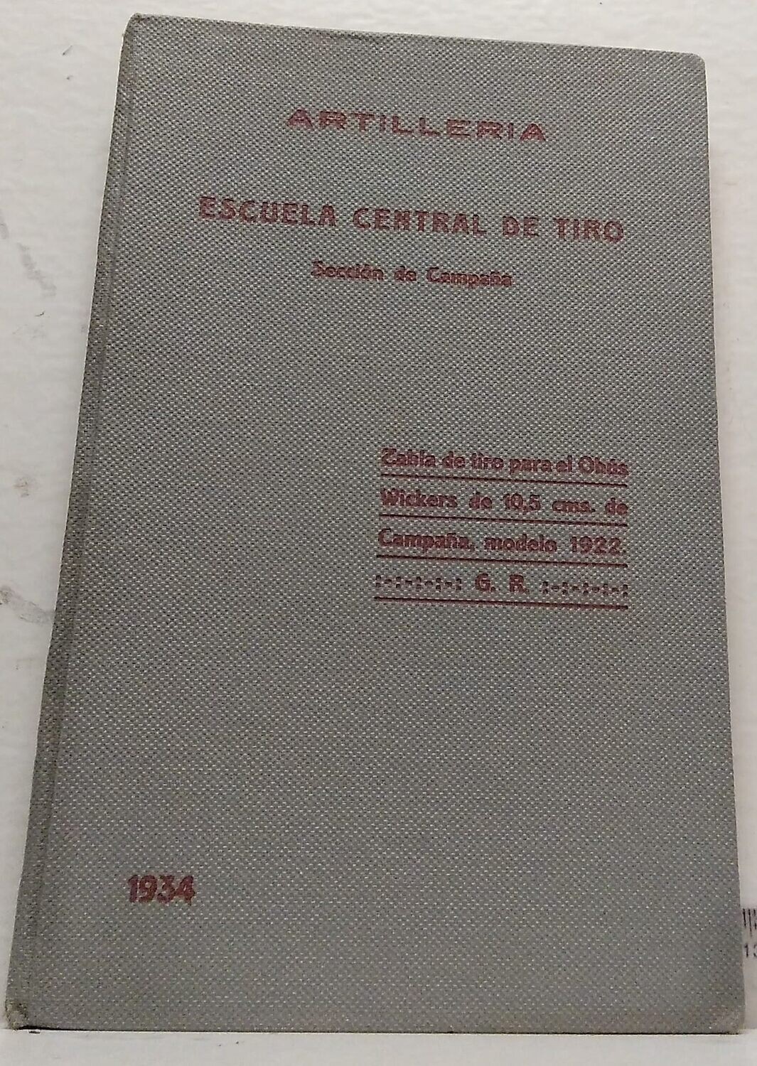 Artillería, tabla de tiro para el obús Wickers.
