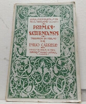 Poemas saturnianos. Volumen I. Autor: Verlaine.