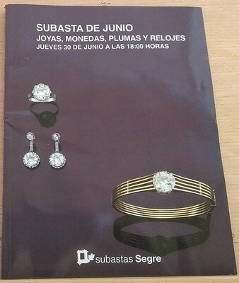 Subasta de Junio, joyas, monedas, plumas y relojes.. Autor: Subastas Segre