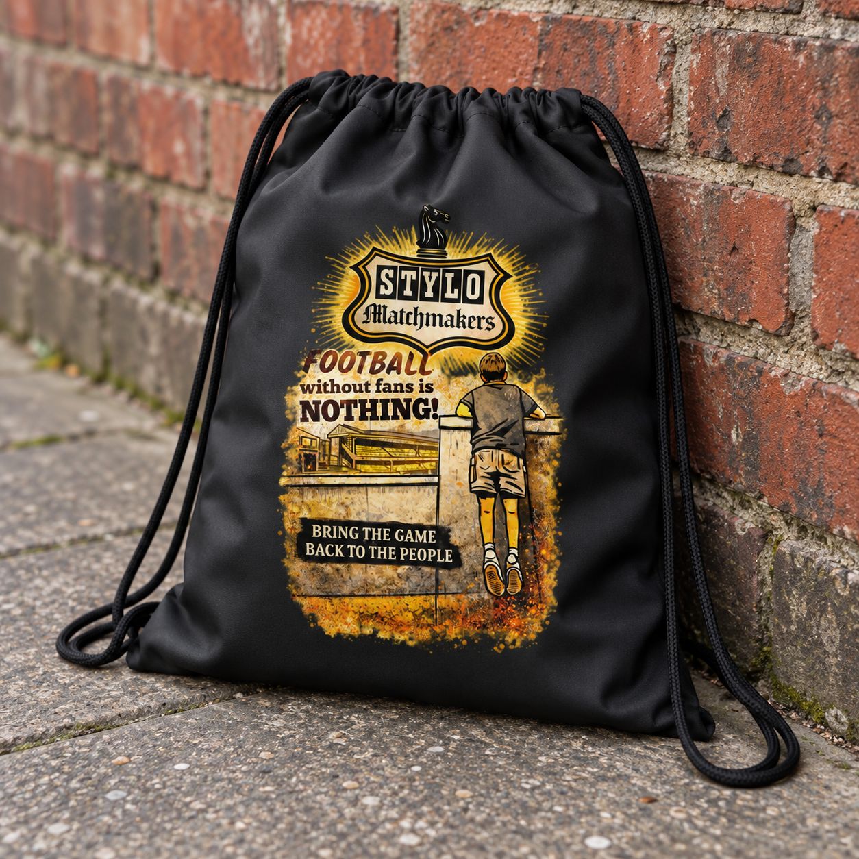 Football Without the Fans Is Nothing Drawstring Bag