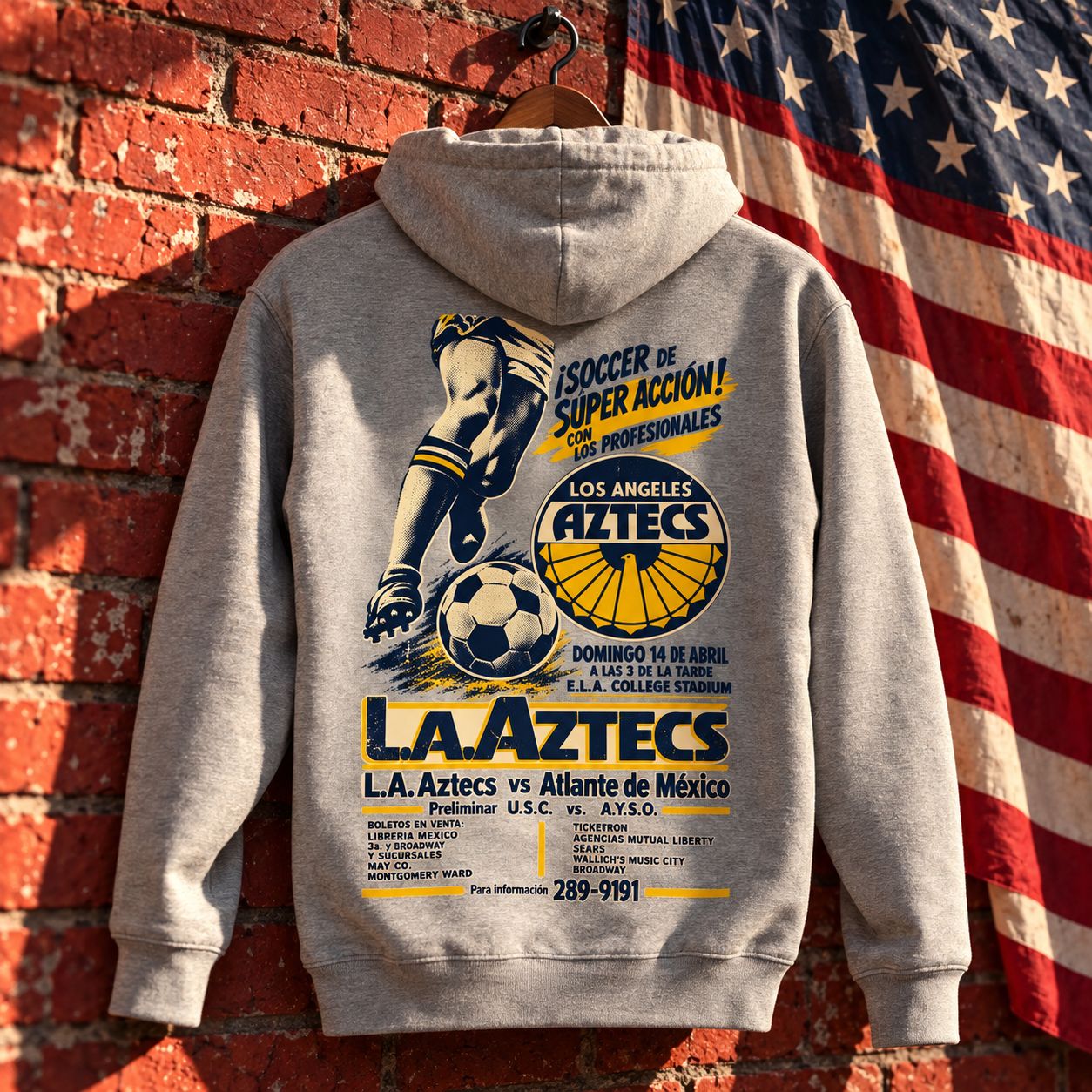 Los Angeles Aztecs 1973 Match Poster Hoodie