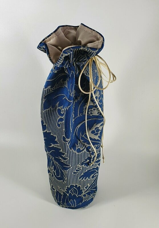 Blue & Gold Damask - bottle bag
