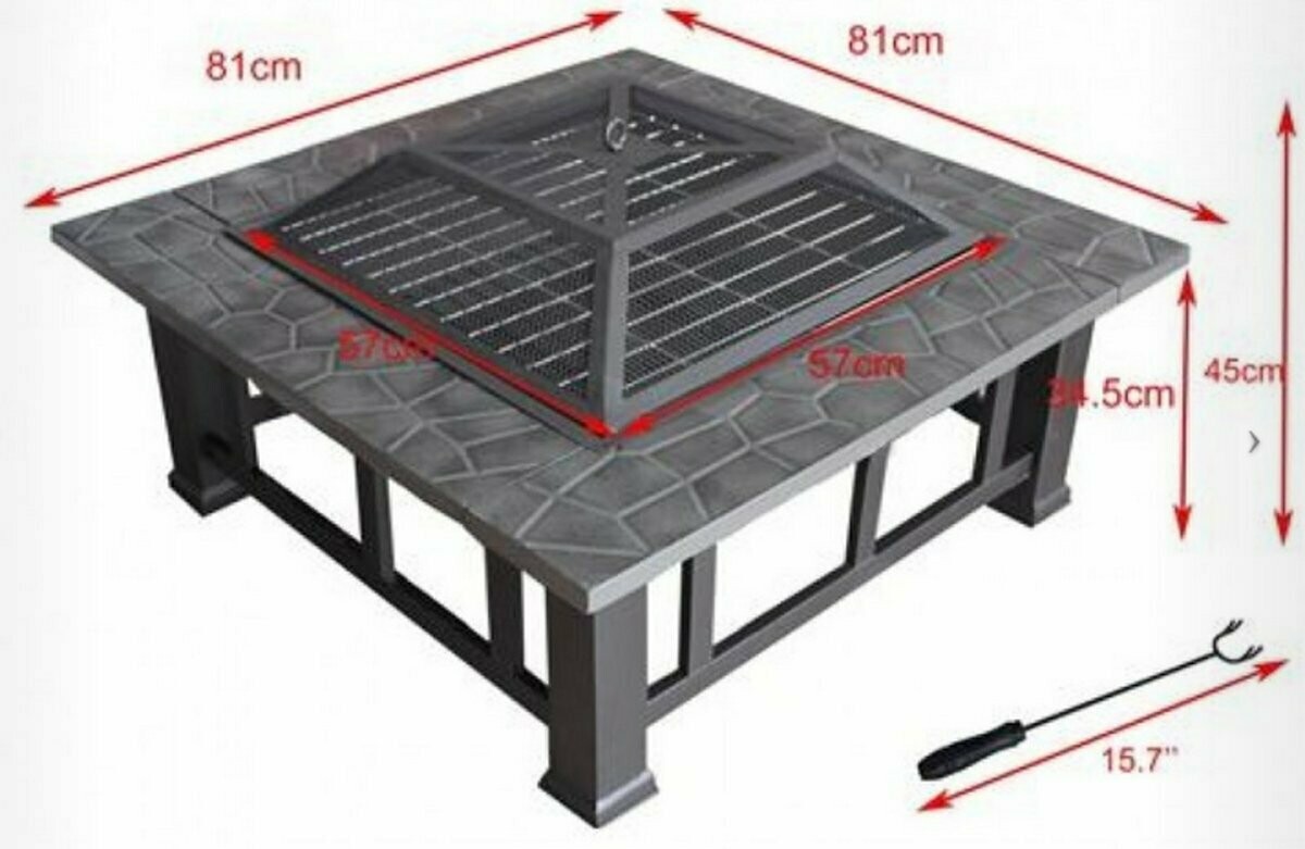 Metal Garden Fire pit Stove Brazier Outdoor BBQ Grill