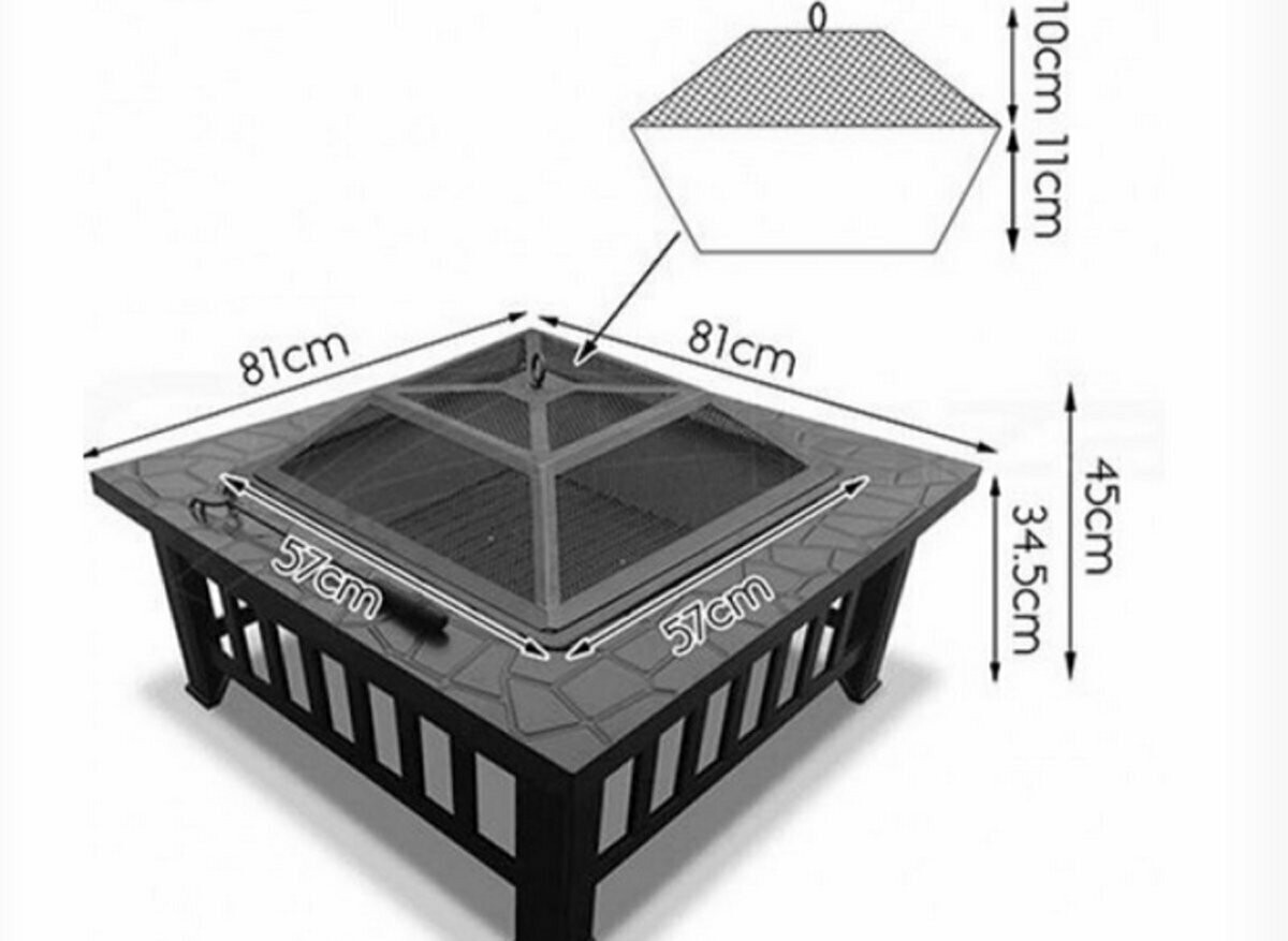 Metal Garden Fire pit Stove Brazier Outdoor BBQ Grill