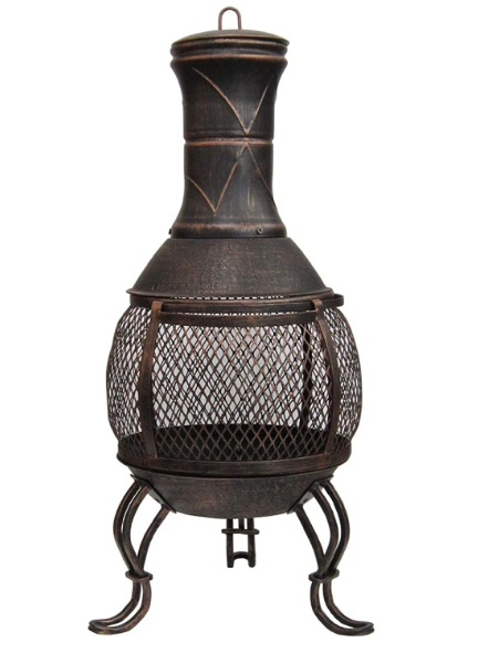 Outdoor Garden Patio Fire Pit Chiminea Chimenea antique look cast iron fire cavity