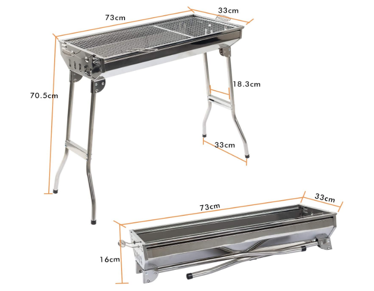 Portable Foldable Stainless Steel Barbecue Grill for Outdoor Cooking and Camping