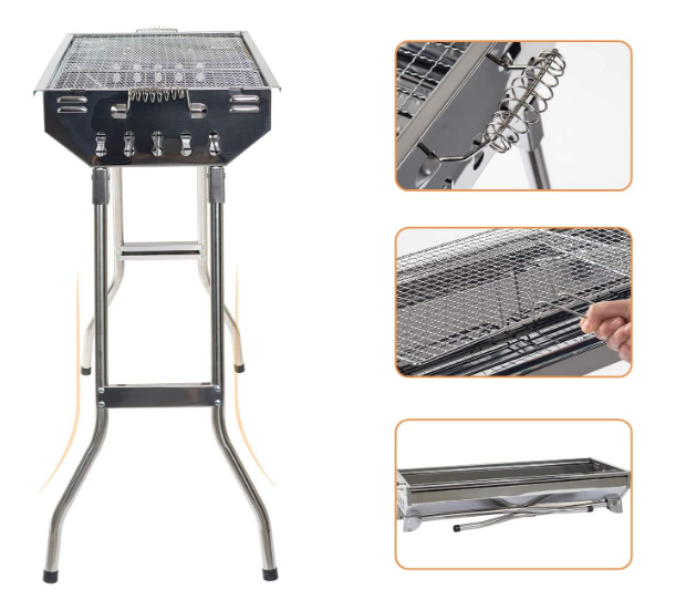 Portable Foldable Stainless Steel Barbecue Grill for Outdoor Cooking and Camping