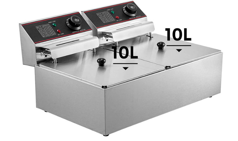 Dual Tank 12L Electric Fryer Countertop Stainless Steel