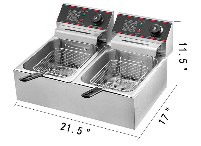 Dual Tank 12L Electric Fryer – Countertop Stainless Steel Fryer for Commercial and Home Use