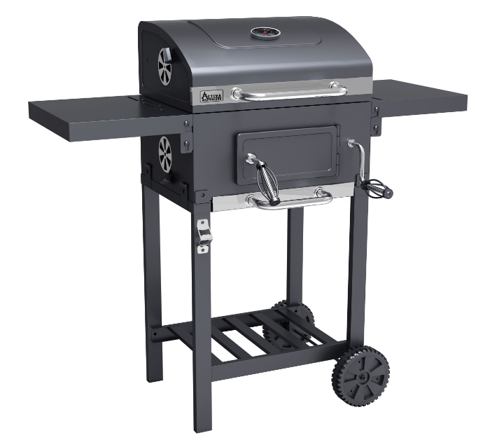 Grill Cart Angular Smart Charcoal Grill with Adjustable Cooking Surface and Modern Design