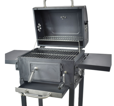 Grill Cart Angular Smart Charcoal Grill with Adjustable Cooking Surface and Modern Design