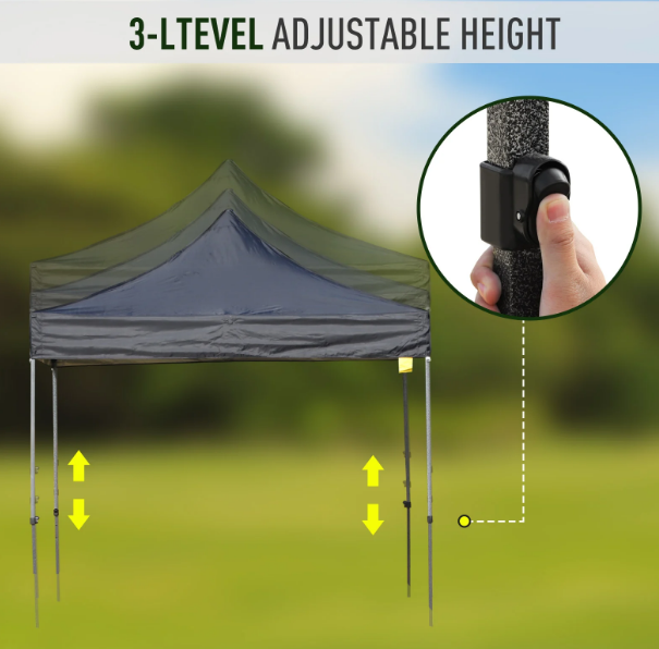 Black/White 2.9m x 2.9m Steel Frame Raised Roof Pop-Up Canopy – Portable Outdoor Shelter for Events and Parties