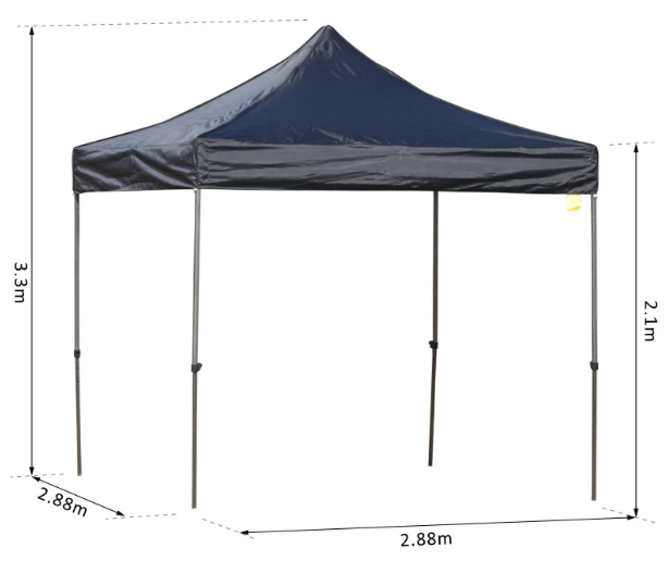 Black/White 2.9m x 2.9m Steel Frame Raised Roof Pop-Up Canopy – Portable Outdoor Shelter for Events and Parties