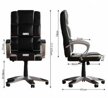 Executive Reclining Office Chair – Black and White Design for Stylish Comfort and Adjustable Support