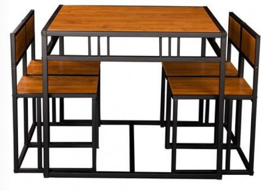 Dining Table and 4 Chairs Set Walnut