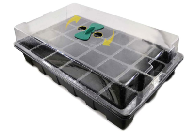 Black 24-Cell Propagator Seed Tray for Plants, with Adjustable Vents