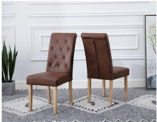 High Quality Vintage Brown Fabric Dining Chairs Set of 2 for Home and Dining Room