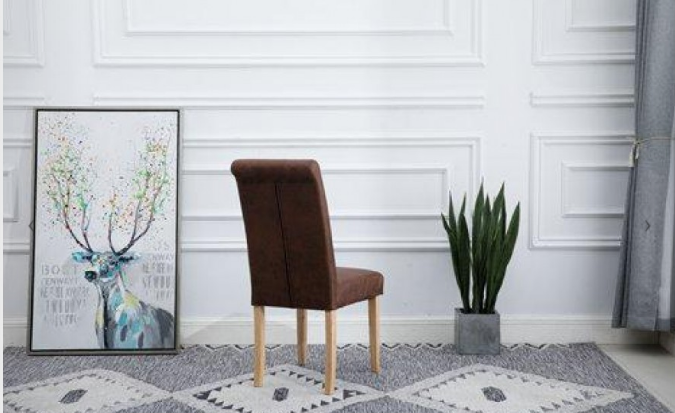 High Quality Vintage Brown Fabric Dining Chairs Set of 2 for Home and Dining Room