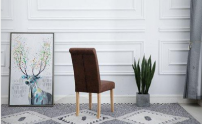 High Quality Vintage Brown Fabric Dining Chairs Set of 2 for Home and Dining Room