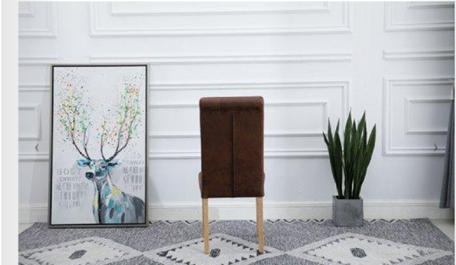 High Quality Vintage Brown Fabric Dining Chairs Set of 2 for Home and Dining Room