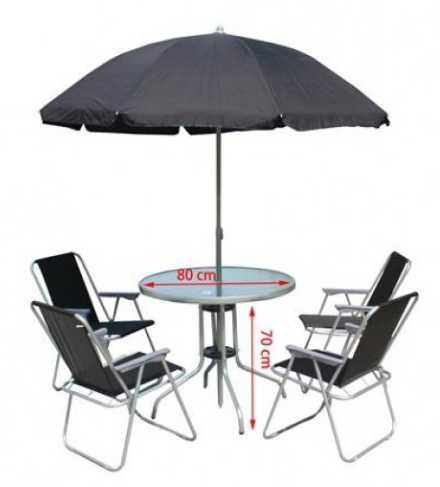 Garden Table Set 4 Chairs Black