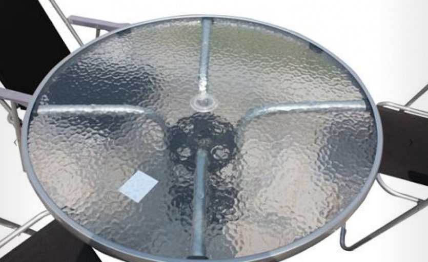 Garden Table Set with 4 Black Chairs for Outdoor Dining and Relaxation