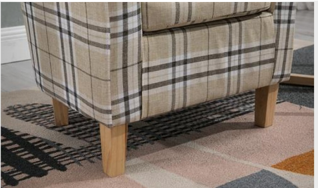 Modern cylinder Fabric Tub Chair Cream Checked