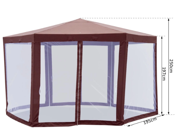 Garden Gazebo W/Mosquito Net-Brown