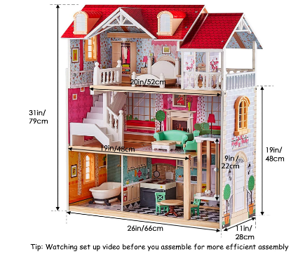 Large Doll house Toy for Kids with Furniture