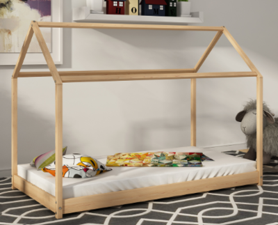 Solid Pine Timber Kids Wooden Single Bed House Frame
