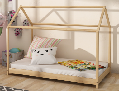 Solid Pine Timber Kids Wooden Single Bedless House Frame