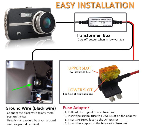 Dash Cam Hardwire Kit Mini USB and Micro USB Port