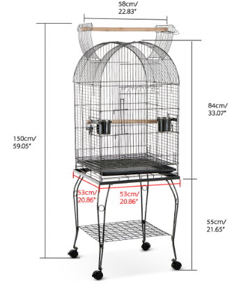 Bird Parrot Cage with Lockable Wheels – Spacious and Portable Cage for Birds and Parrots