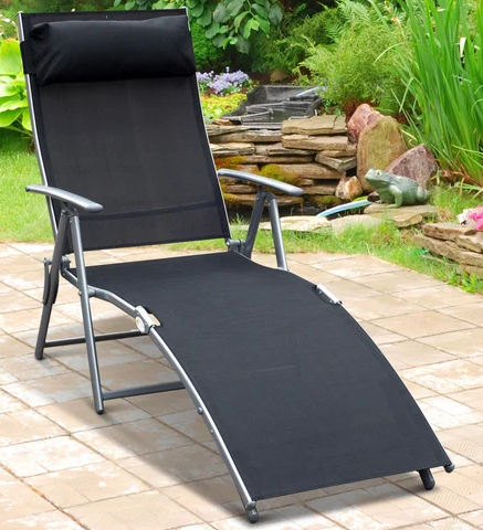 Sun Lounger Recliner, Textilene-Grey