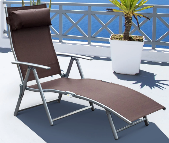 Sun Lounger Recliner, Textilene-Grey
