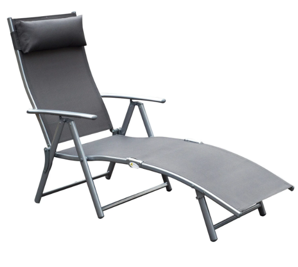 Sun Lounger Recliner, Textilene-Grey